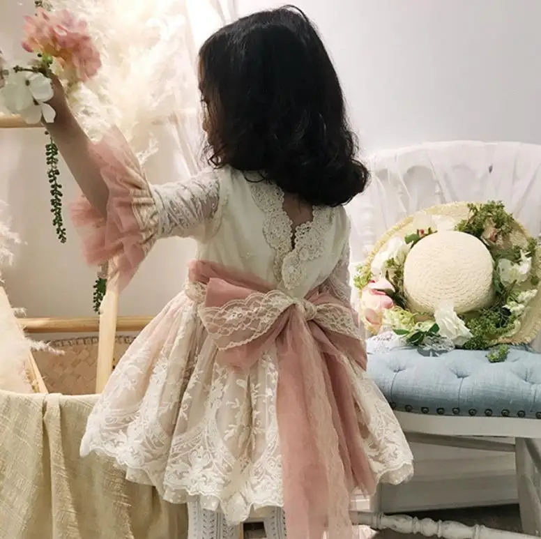 3PCS Baby Spring Summer Lace Vintage Palace Spanish Lolita Ball Gown Princess Dress for Girl Birthday Easter Wedding Party Y2735