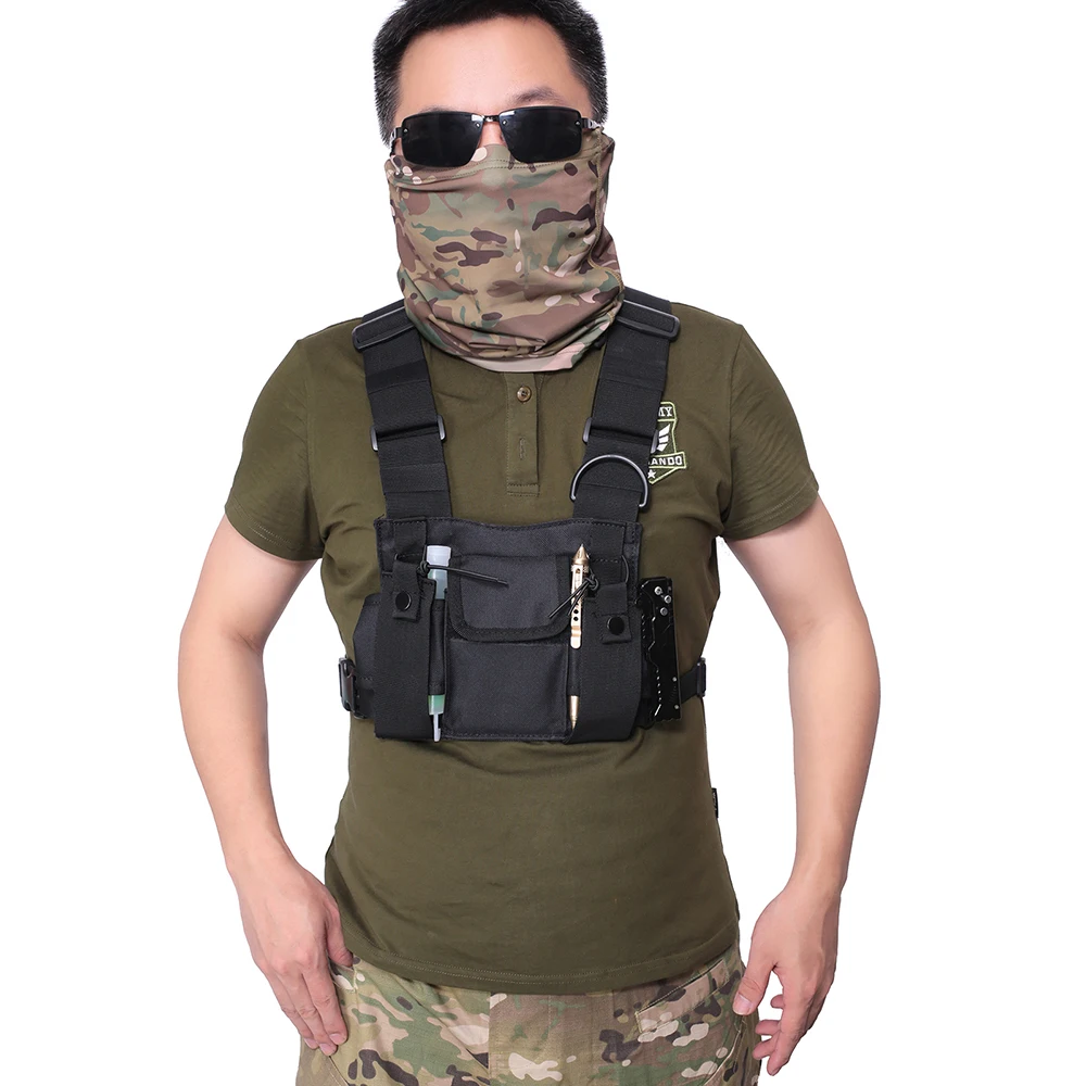 Vest Chest Rig Pack Pouch Harness Walkie Talkie Waist Pack Holster Backpack Airsoft Two Way Radio Hunting Bag