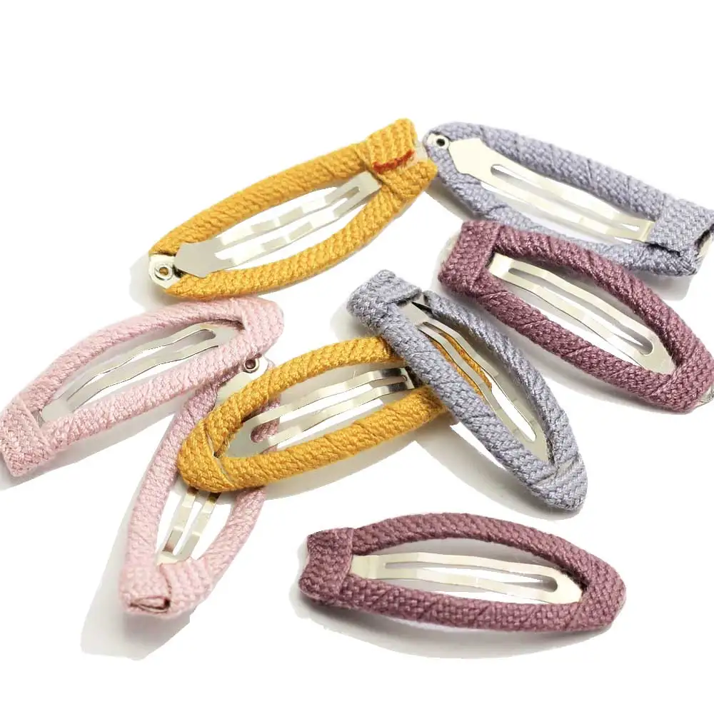 Simple Top Quality Popular 18*48mm Colorful Fashion Cotton Thread Metal Hair Clip For Girl Ornament