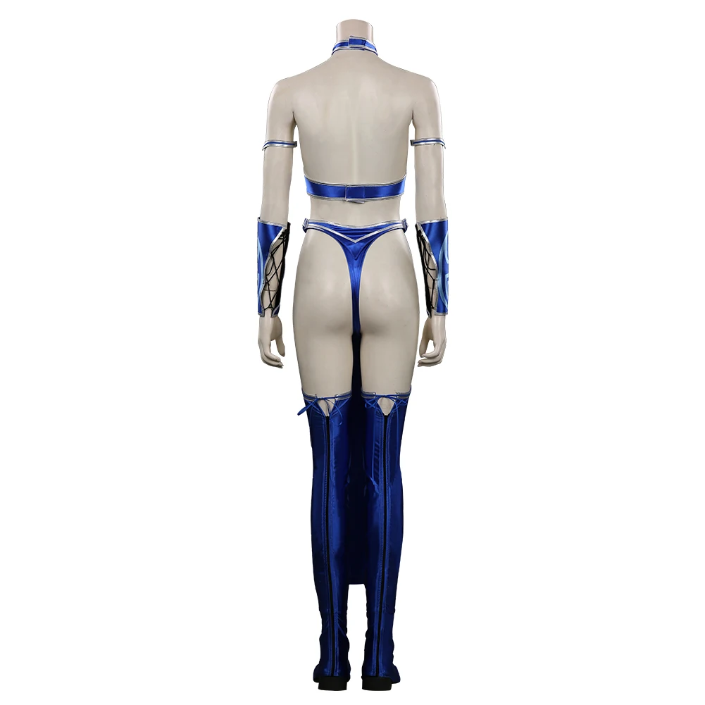 Mortal Princess Kitana Dress Cosplay Sub-Zero Uniform Suit Halloween Carnival Armband+Bottoms+Leg Cover+Mask+Top+Wristlet