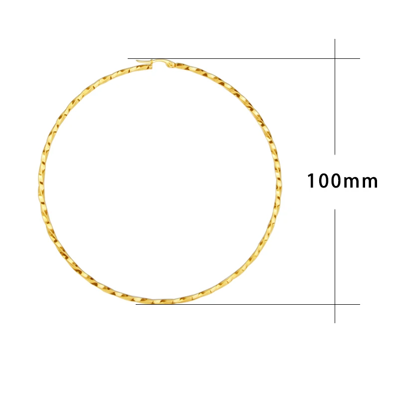 Hgflyxu Large Hoop Earring for Women Gold Color Stainless Steel Big Size Ear Circular Simple Party Jewelry New Hot