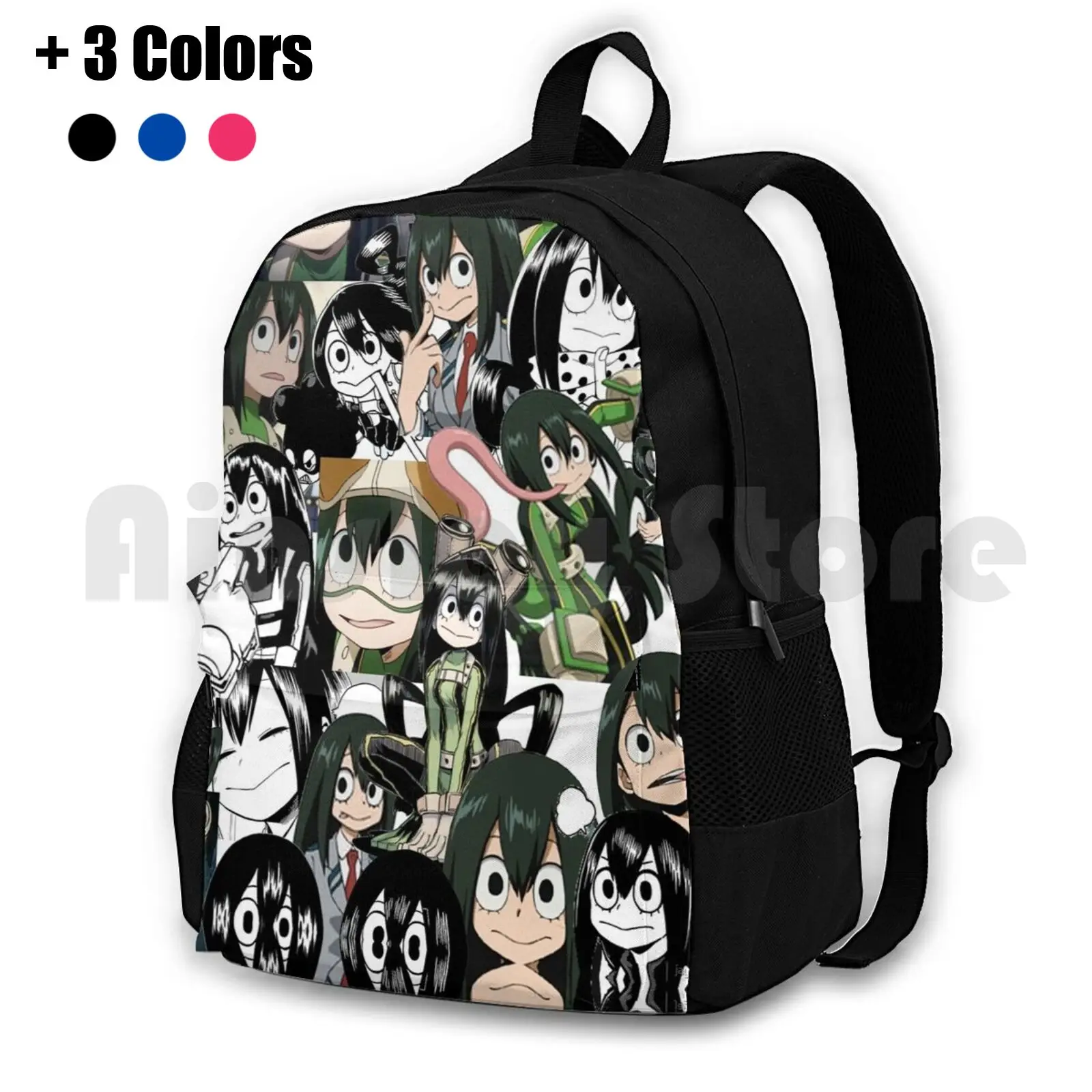 Froppy Collage Outdoor Hiking Backpack Riding Climbing Sports Bag Bnha Boku No Hero Academia Mha Tsuyu Deku Todoroki Toga