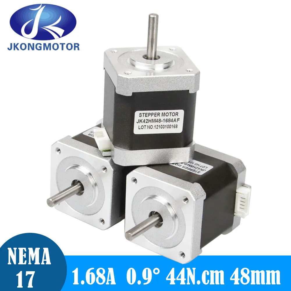 Jkongmotor 0.9deg Stepper Motor Nema 17 Step Motor 42*42*48mm 42mm Motors with D-cut Shaft 44Ncm 1.68A 4-lead for CNC 3D Printer