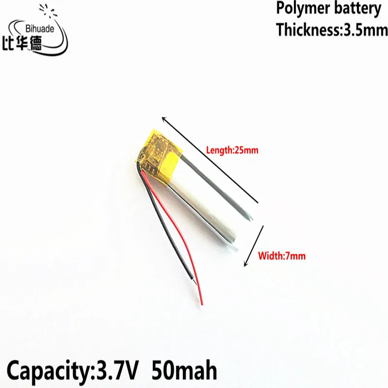 

Liter energy battery 3.7V,50mAH,350725Polymer lithium ion / Li-ion battery for Bluetooth, 4 generation earphone battery