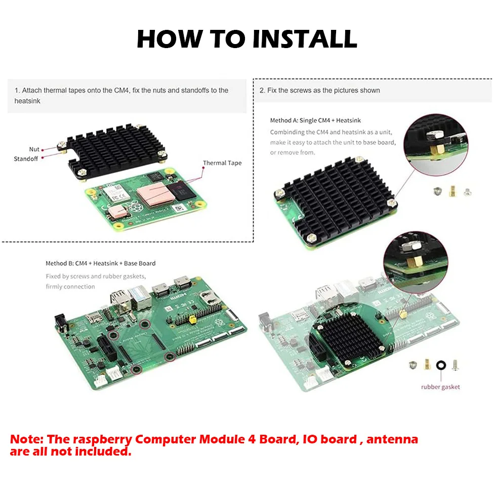 Raspberry Pi CM4 Heatsink Kit, Raspberry Pi Computer Module 4 Heat Dissipation Heat Sink with Thermal Tapes Notched for Antenna