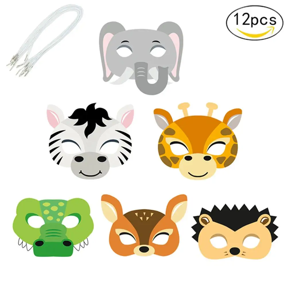 

12Pcs Funny EVA Children Animal Mask Mask Kids Woodland Farm Dress Prop Birthday Party Decoration toys for children