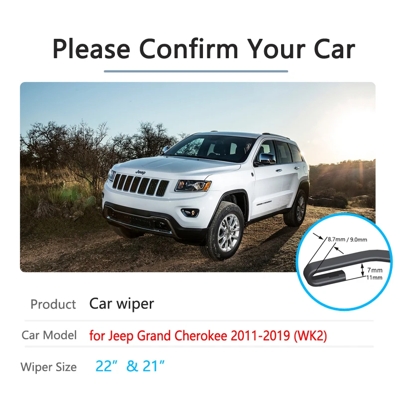 for Jeep Grand Cherokee WK2 2011~2019 Car Wiper Blades 2012 2013 2014 Front Windscreen Windshield Wipers Brushes Car Accessories