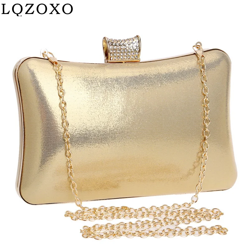 Bolso de noche dorado de lujo para mujer, cartera pequeña de día con diamantes, bolso de hombro para fiesta, boda, con diamantes de imitación