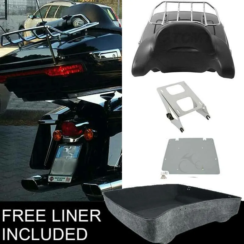 

Motorcycle 10.7" Tour Pak Pack Trunk Backrest Rack For Harley Touring Road Glide 2014-Up