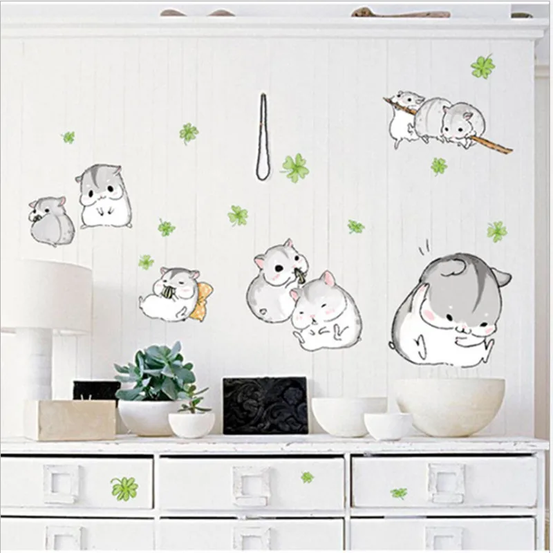 Cartoon hamster wall sticker corridor bedroom wall decoration art mural  wall stickers for kids rooms Home Decoration