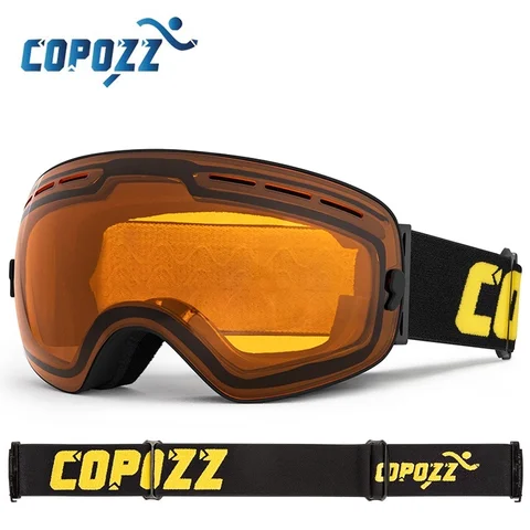 COPOZZ 브랜드 전문 스키 고글 더블 레이어 렌즈 안개 방지 UV400 빅 스키 안경 스키 스노우 보드 남성 여성 스노우 고글