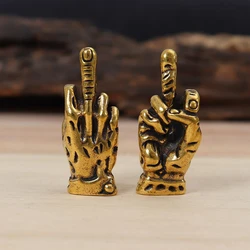 Brass Hand Middle Finger Up Keyrings Pendant Trinket Creative Copper DIY Keychains Charms Punk Men Car Key Chain Hanging Jewelry