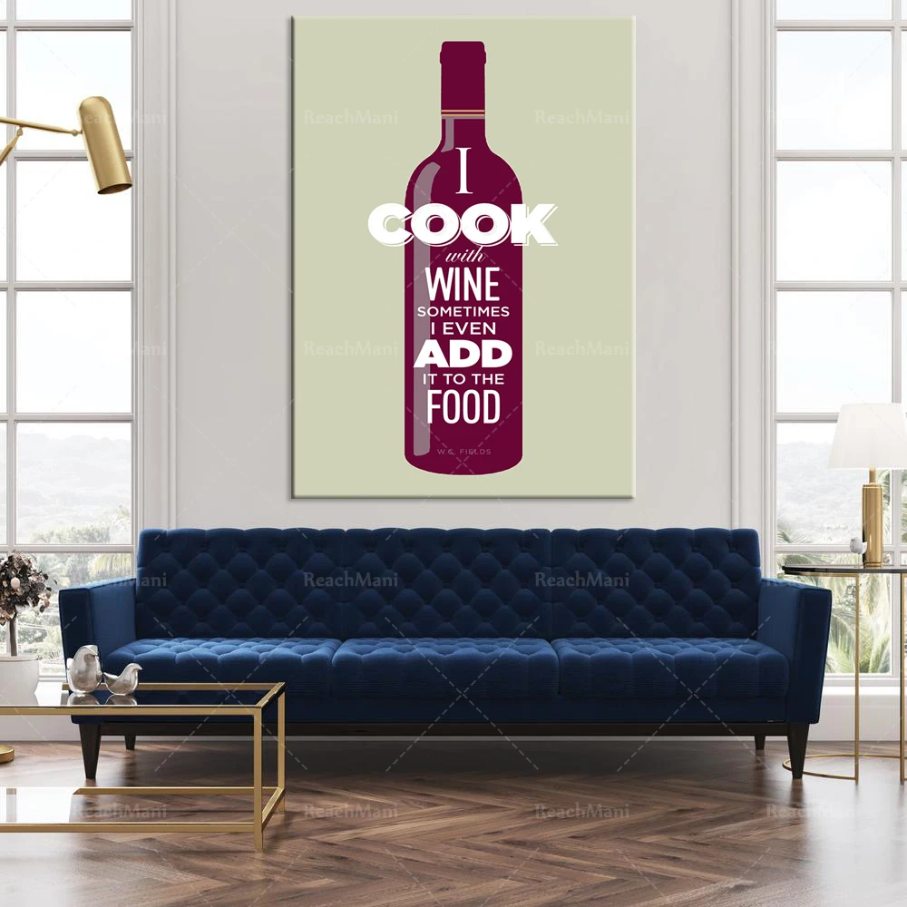 Gifts for wine lovers-I cook with wine kitchen wall art, wine quote poster prints, wine gifts for women or men, kitchen humor qu