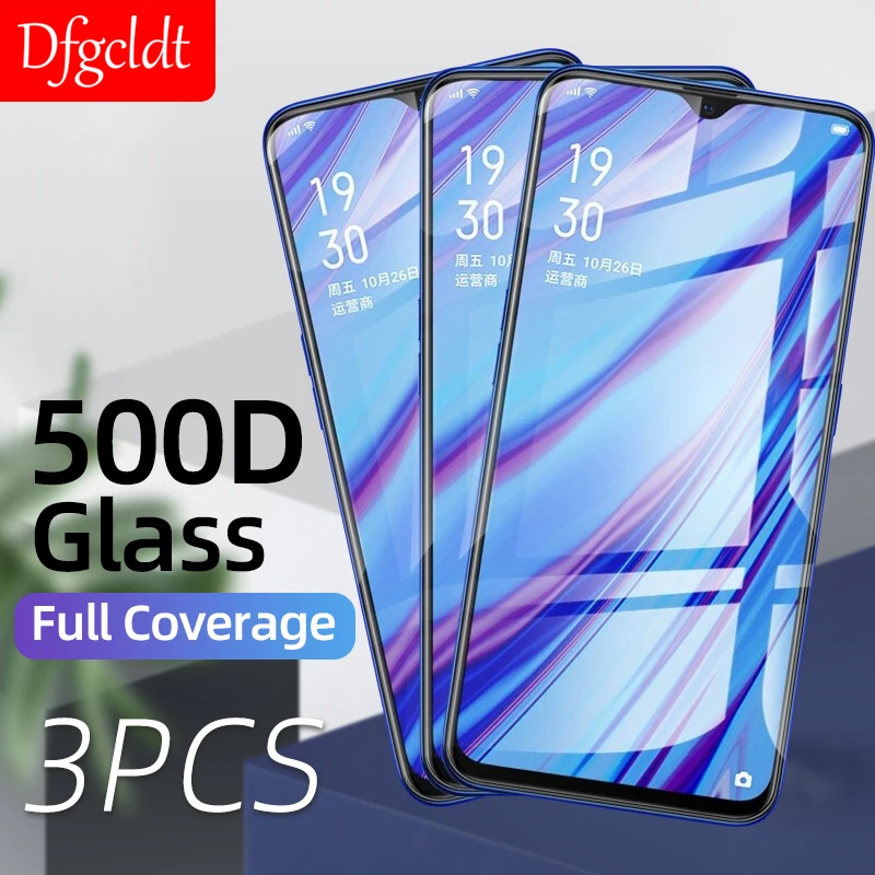 

3Pcs 500D Tempered Glass On For OPPO A5 A9 2020 A94 A93 A91 A72 A73 A52 A53s Reno 2z 3 4 5 6 Lite R17 R15 Glass Screen Protector