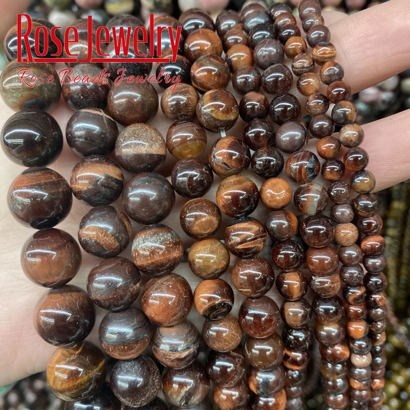 Natural Stone Beads Red Tiger Eye Round Loose Spacer Beads 4 6 8 10 12 14 MM For Jewelry Making DIY Bracelets Accessories 15\