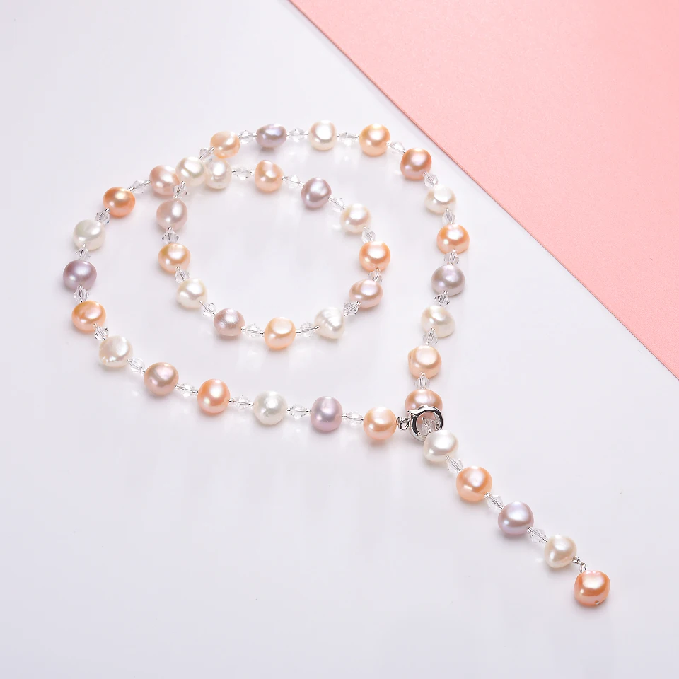 Zorun Real Natural Freshwater Pearl  Fashion/Fine Sweater Chain  Necklace Jewelry 8-9mm Good Sale for Women Party New Design