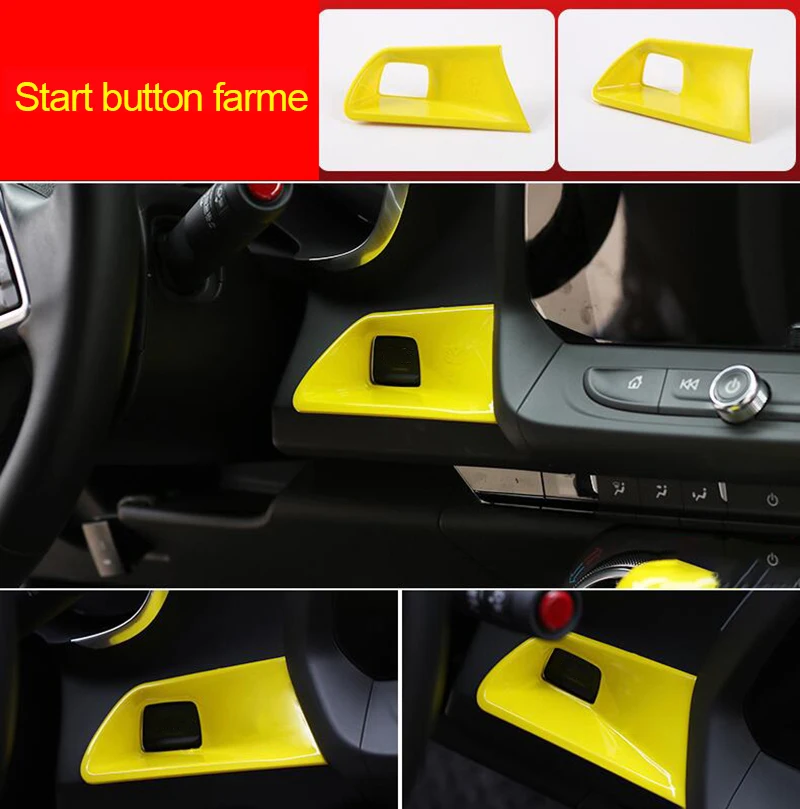 For Chevrolet Camaro Bumblebee 2017-2020 chrome yellow color Start button decorative frame 1pc