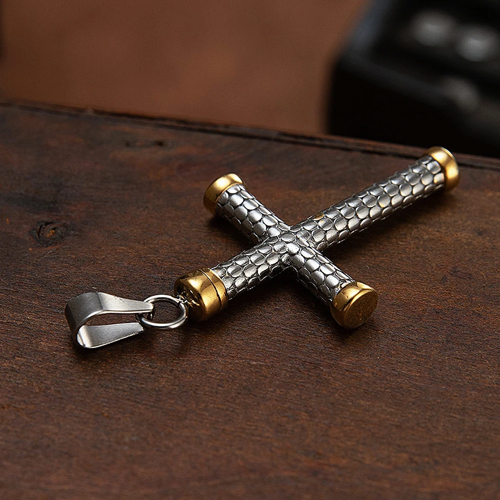 Collana con ciondolo croce di fiamma vintage gotica Collana con croce