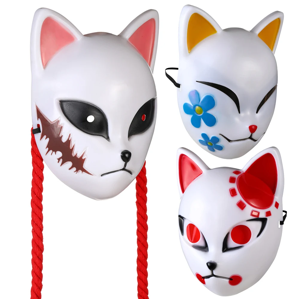 Masque LED Renard Demon Slayer – Cosplay Animé, 4 Modes Lumineux, ABS Durable, 24x18 Cm, Halloween
