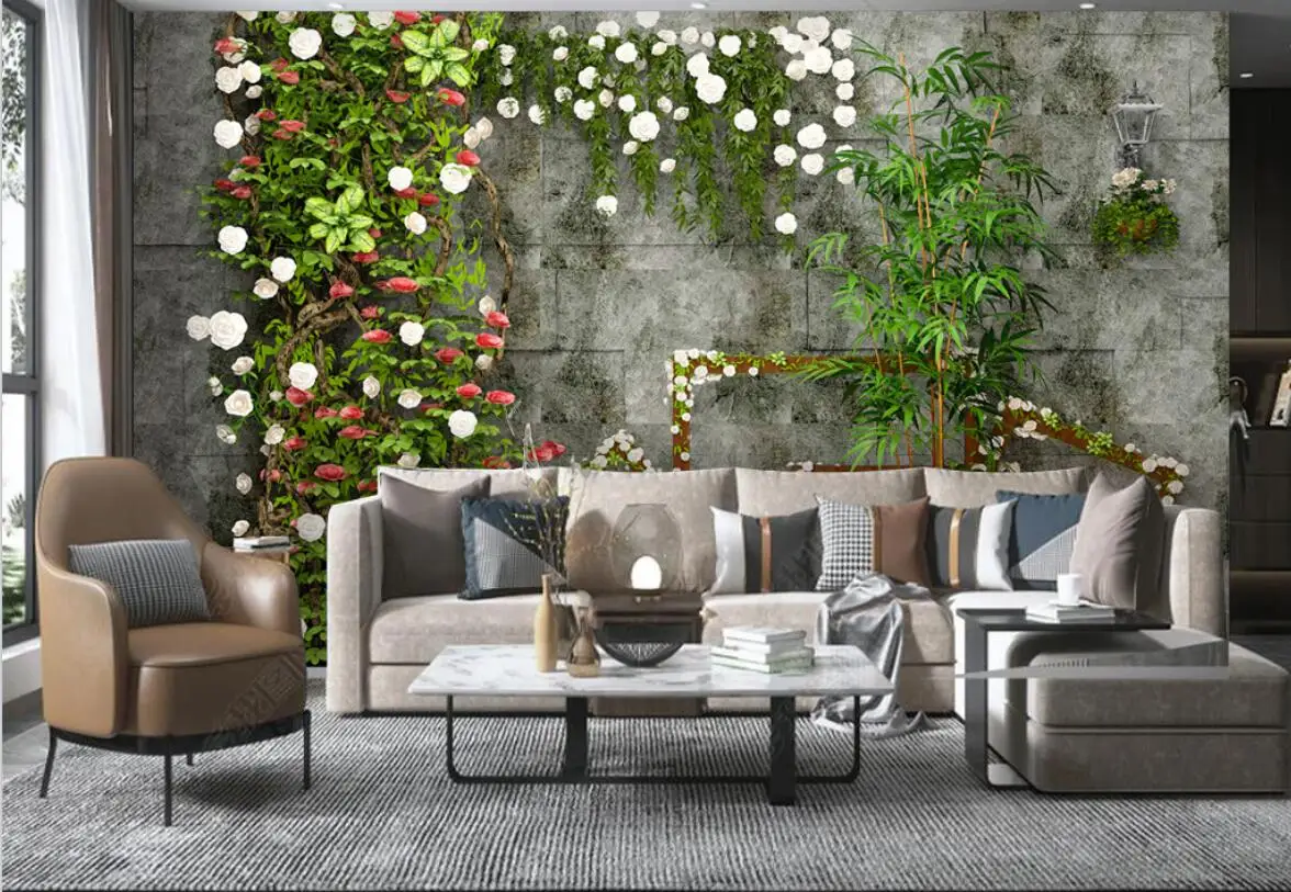 Custom size wallpaper vine climbing wall tiger green bamboo 3d background wall painting home decoration cement wall 3d wallpaper