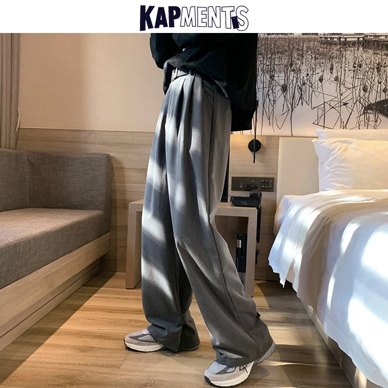 KAPMENTS Men Overalls Wide Legs Streetwear Baggy Pants 2023 Spring Mens Black Harajuku Sweatpants Male Casual Harem Joggers 5XL