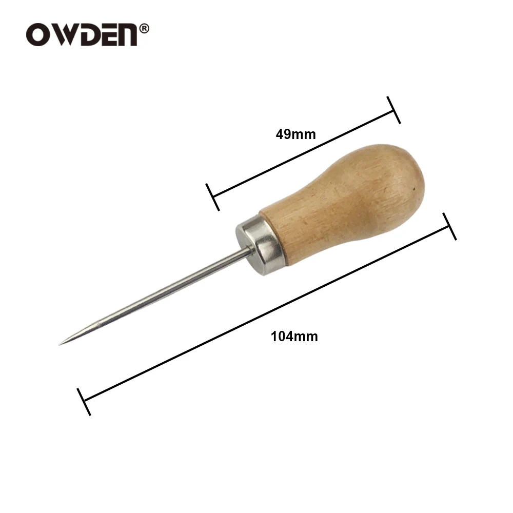 OWDEN Leather Wood Handle Awl Stitching Tools Sewing Accessories Hole Punches