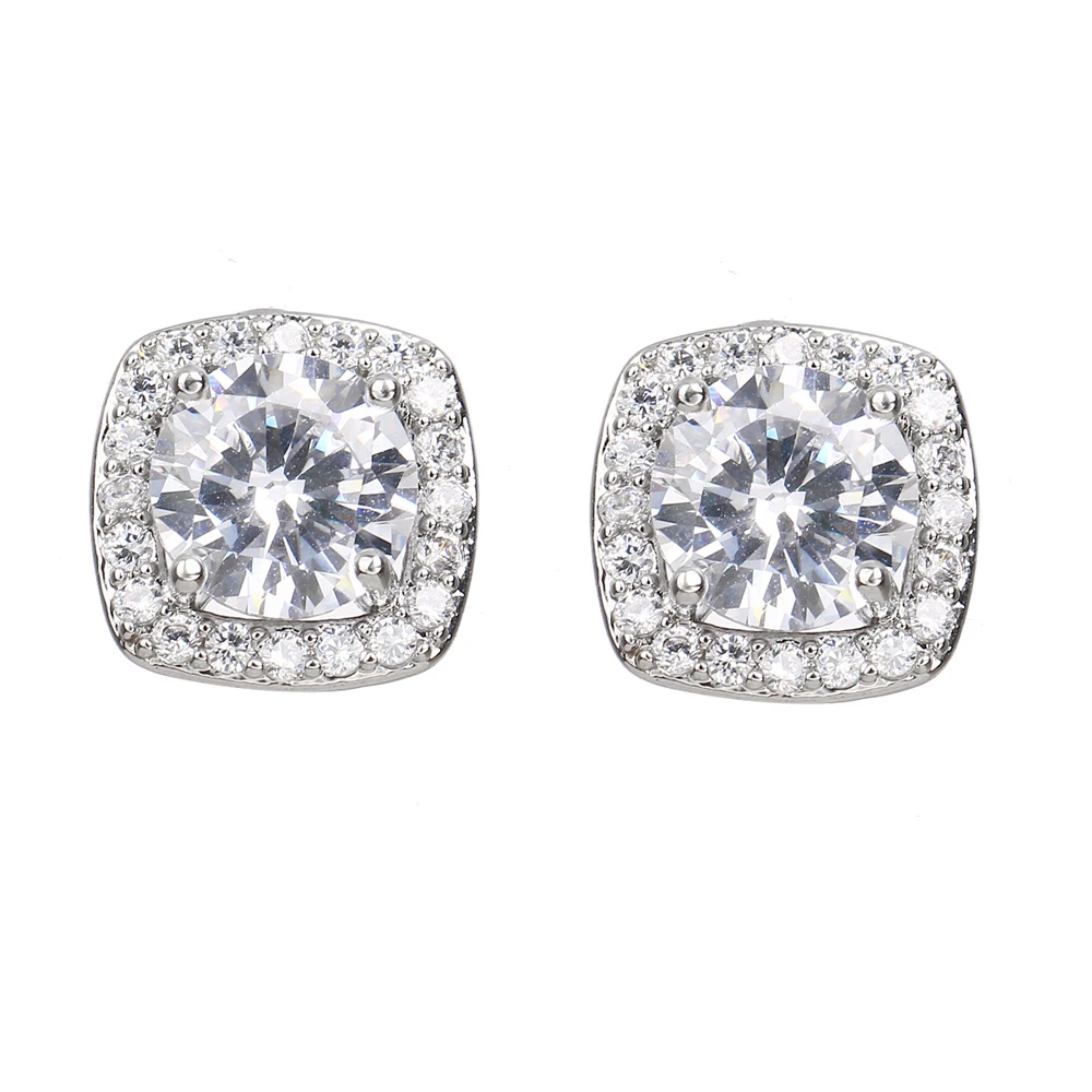 Emmaya ใหม่แฟชั่นวงกลมลักษณะสีขาว AAA CZ เปิดต่างหูผู้หญิงที่น่าสนใจเครื่องประดับงานแต่งงานชุด-UP