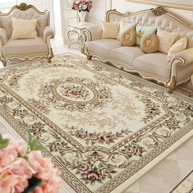 European Palace Carpet For Living Room Home Soft Rugs For Bedroom Classic Vintage Sofa Coffee Table Floor Mats Study Area Rug