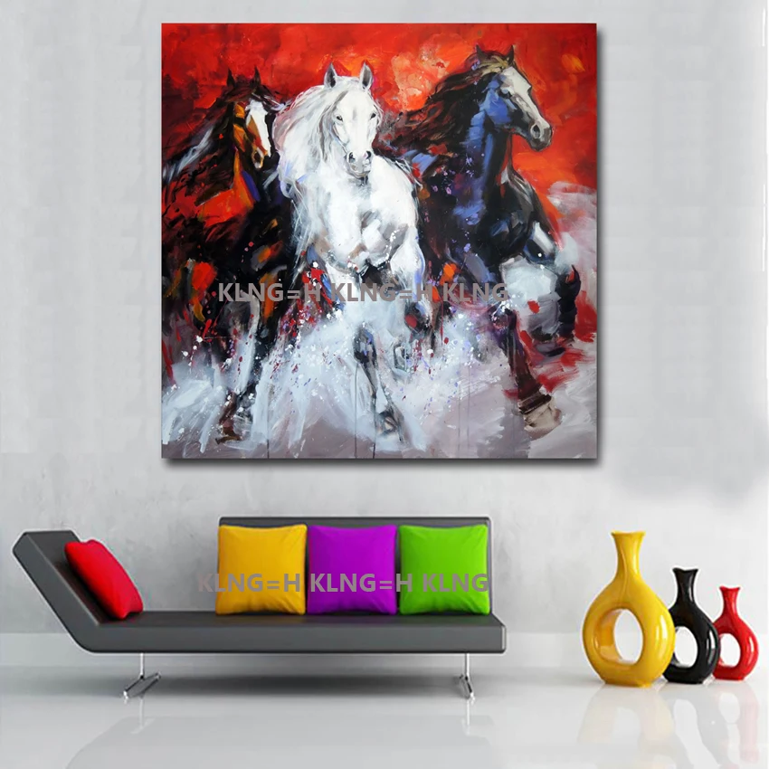 beatiful 3 home decor horse Hand painted oil painting animals drawing coloring on canvas oil painting modern wall art best gift