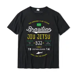 Ocean Shark Jiu Jitsu Shirt For BJJ Jujitsu Gift New Arrival Mens T Shirts Group Tops Shirt Cotton Slim Fit