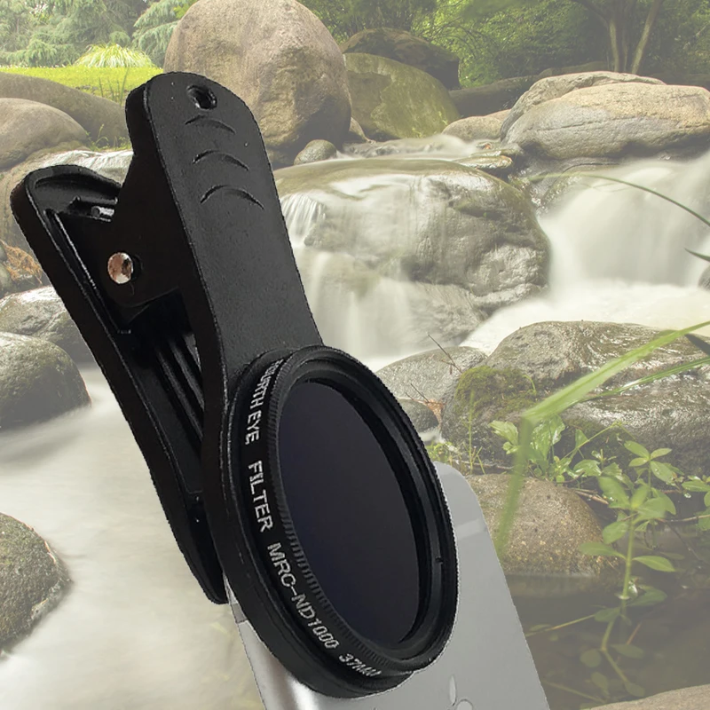 Iphone用37mm調整可能ニュートラルデンシティクリップオンND2-ND400携帯電話カメラフィルターレンズhuawei samsungandroid ios mobile