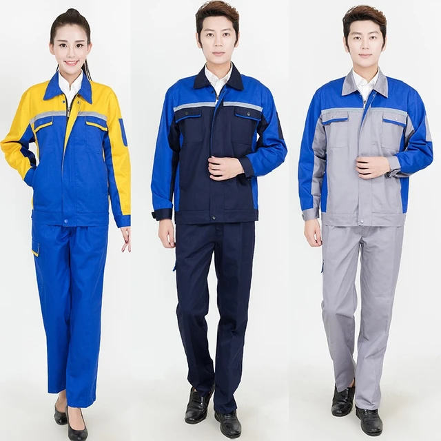 Conjunto de ropa de trabajo para hombres y mujeres chaqueta de trabajo pantalones bata reflectante ropa de trabajo de seguridad Auto reparacion de automoviles taller bata mecanica 4xl AliExpress