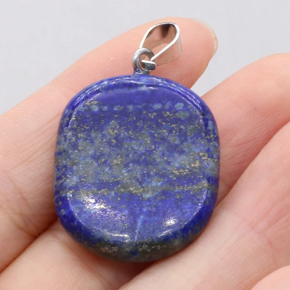 Natural Stone Lapis lazuli Pendants Flat Round Shape Charms for Jewelry Making DIY Women Necklace Earring Accessories