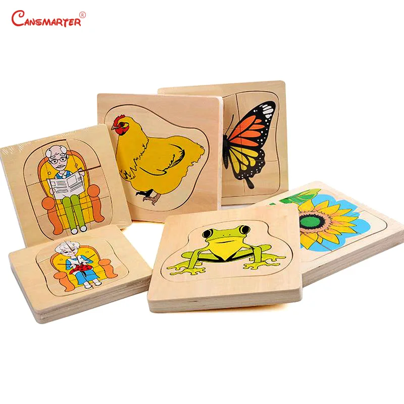 

Animals Puzzles Games Wooden Educational Toy Montessori Learning Plants Growth Preschool Jigsaw Board Elements Toys for Children