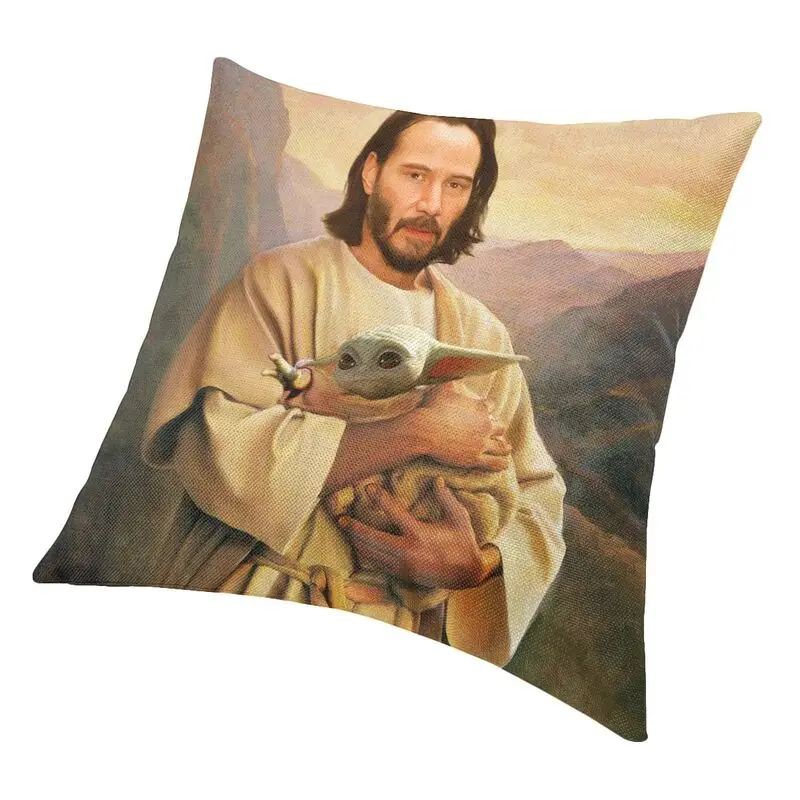 Jesus Saint Keanu Reeves And Baby Throw Pillow Cover Decoration 3D Print Cushions Seat for Sofa Double-sided Funny Pillowcase