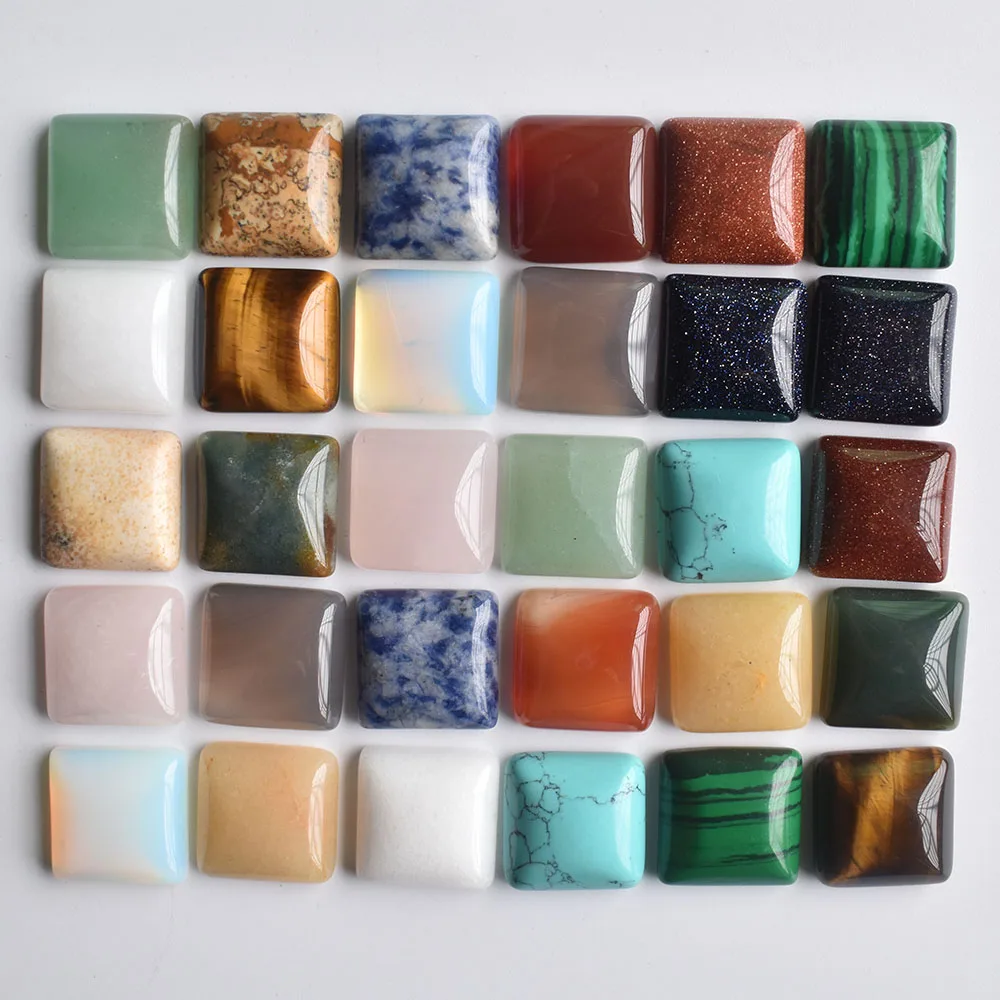 Fashion natural stone mixed Square CAB CABOCHON beads for DIY jewelry Accessories wholesale 30pcs/lot free shipping