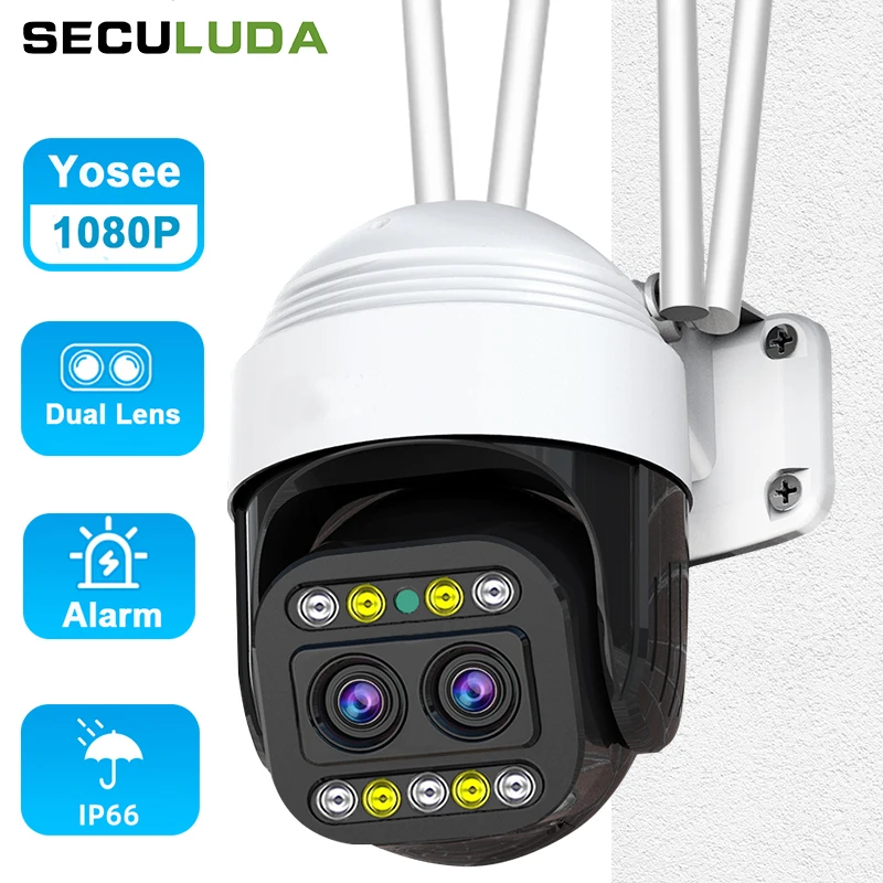 Seculuda Surveillance With Wifi Camera Wi-Fi Street 1080P Dual Lens Camera Wifi Camera Outdoor Ip Wifi Camera Wifi 360 Yosee