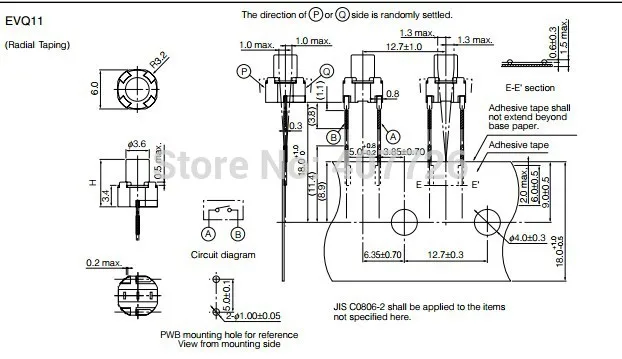 50pcs/lot  button switch EVQ11G05R Press button key switch button tact 6x6x5 2pin red button