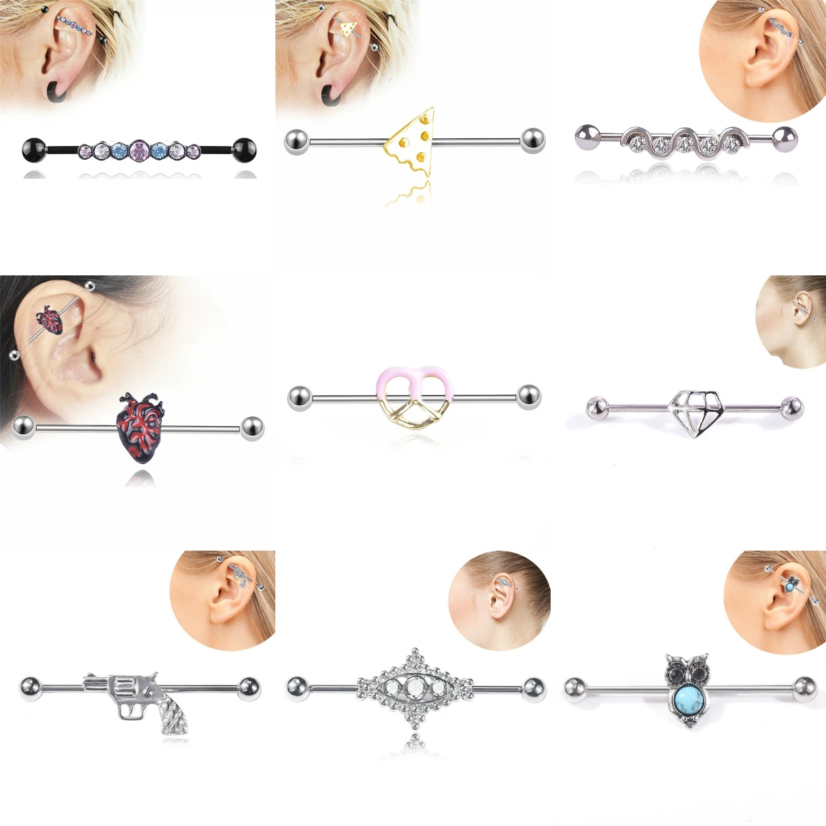 

1PCS 14G Surgical Steel Industrial Barbell for Women Men Cartilage Earring Helix Body Piercing Jewelry Oreja Ring