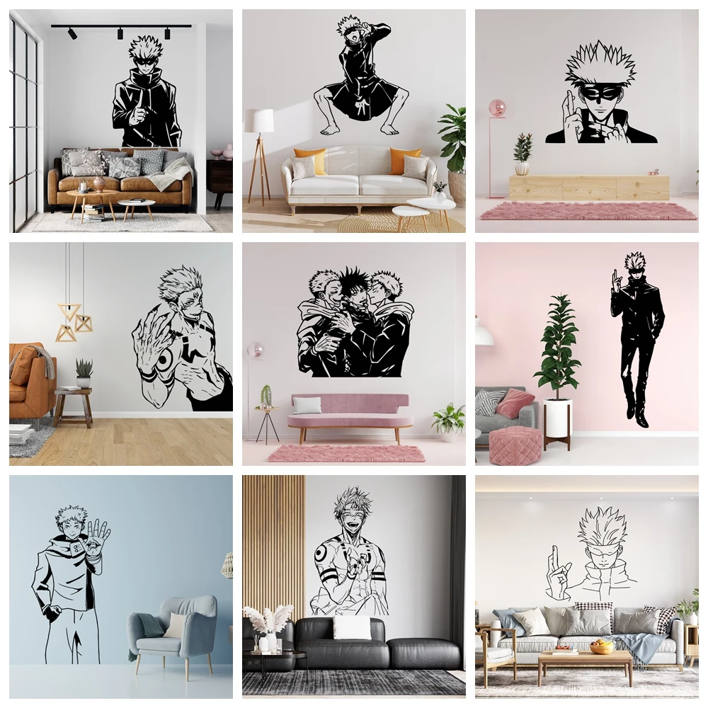 New Design Anime Jujutsu Kaisen Wall Stickers Removable Vinyl Mural Poster For Kids Room Living Room Home Decor Vinyl Decals