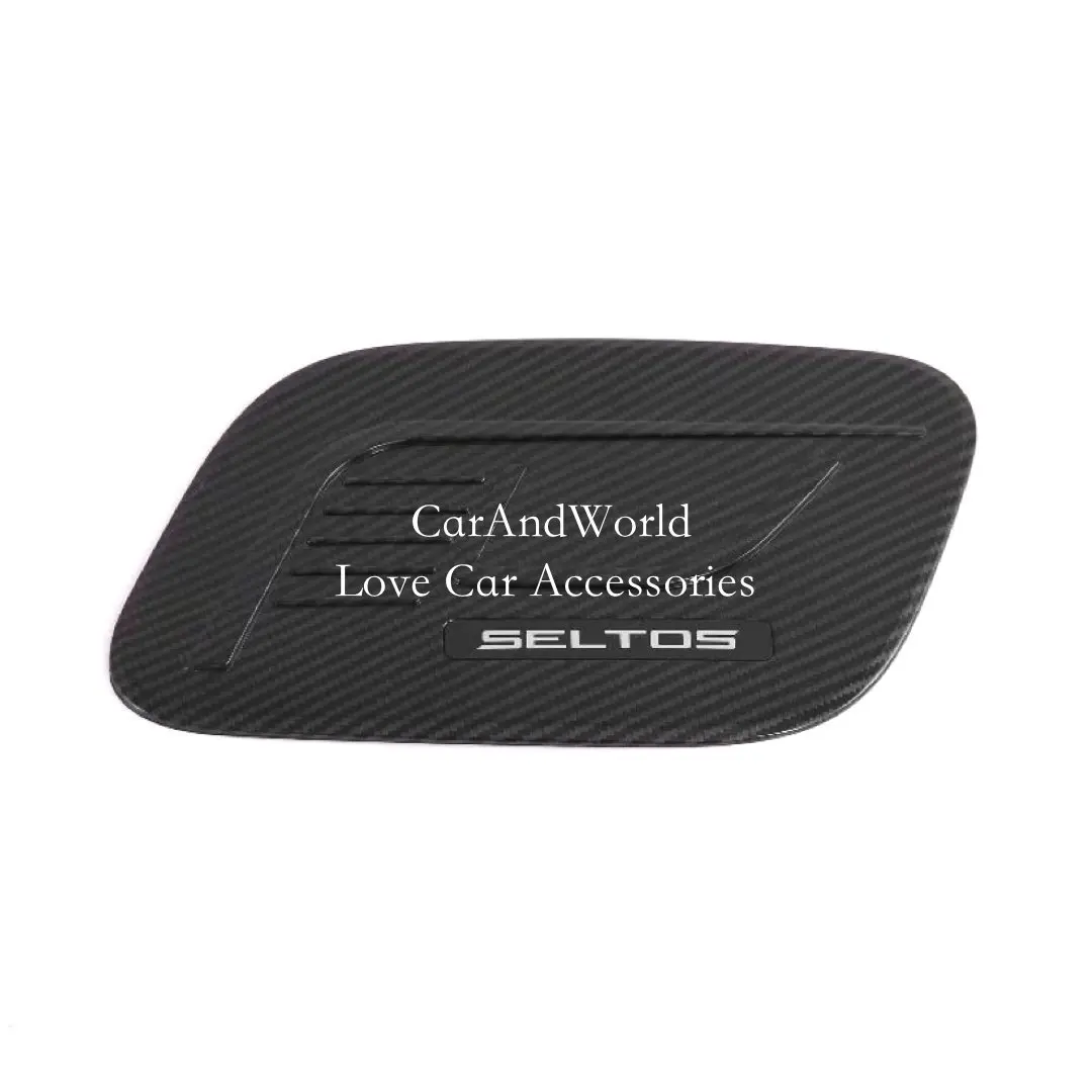 For Kia Seltos LHD 2020-2024 Carbon Fiber Fuel Tank Gas Cap Panel Protector Gasoline Cover Trim Car Garnish External Accessories