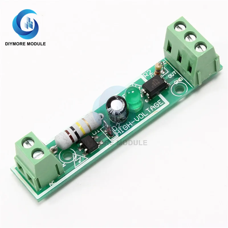 AC 220V Optocoupler Isolation Module 1 Channel Voltage Detector Board TTL 3-5V SCM Testing for Microcontroller Adaptive PLC 24V