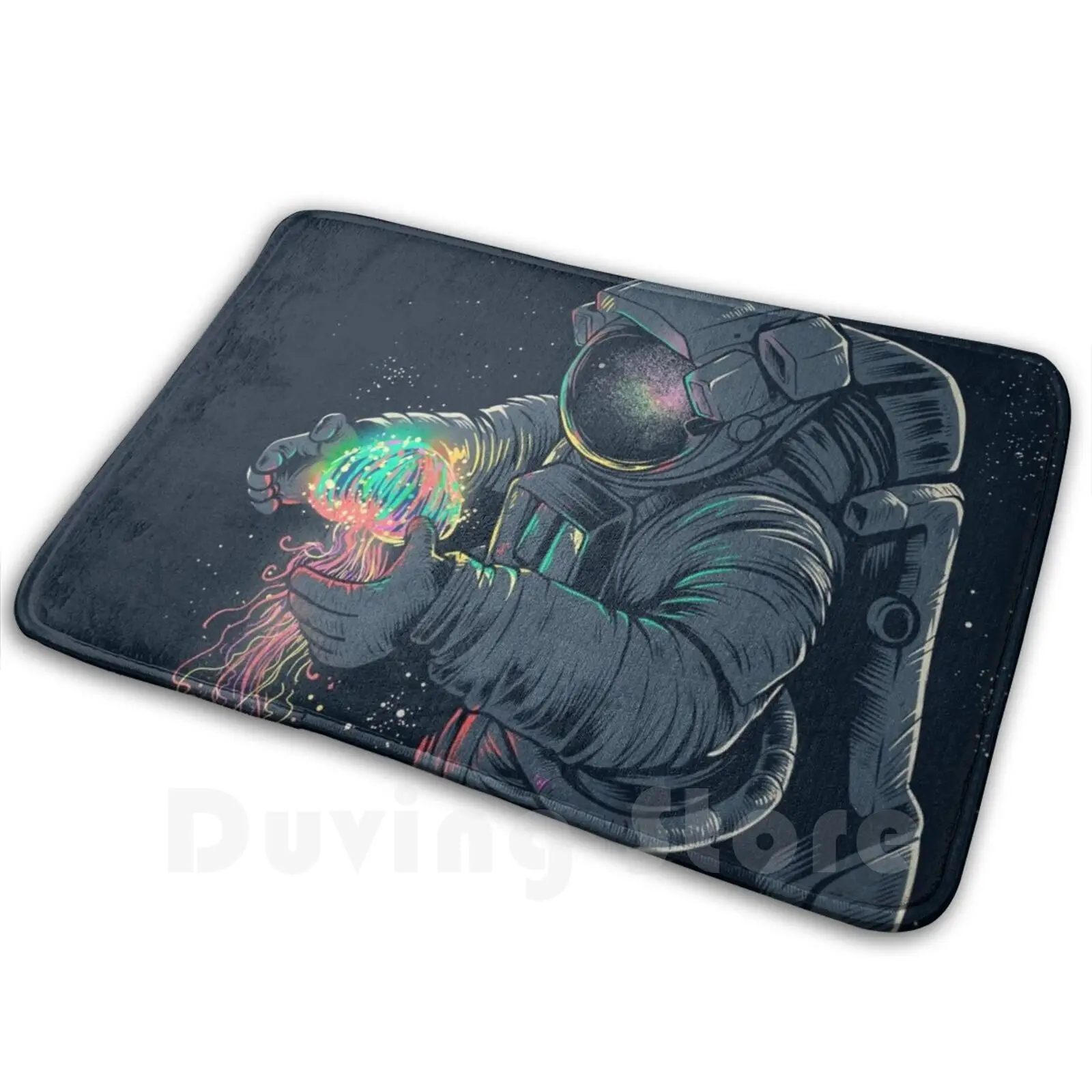 Jellyspace Mat Rug Carpet Anti-Slip Floor Mats Bedroom Astronaut Jellyspace Jellyfish Neon Meeting Cosmonaut Cosmos Galaxy