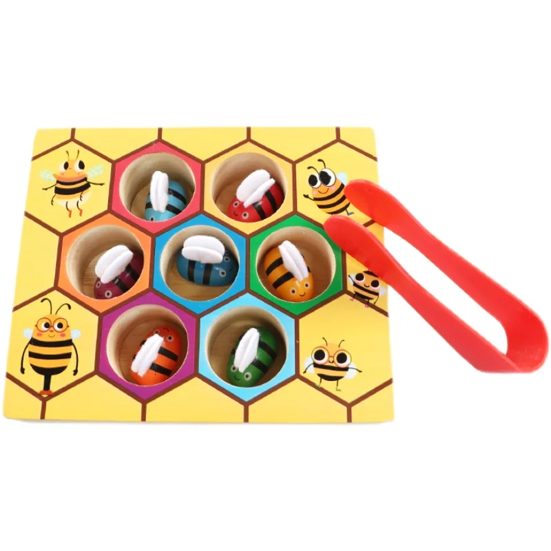 

Montessori Educational Toys Catch Bee Game for Children Hand-Eye Coordination Fine Motor Skill Preliminary Exercise Clipping Job