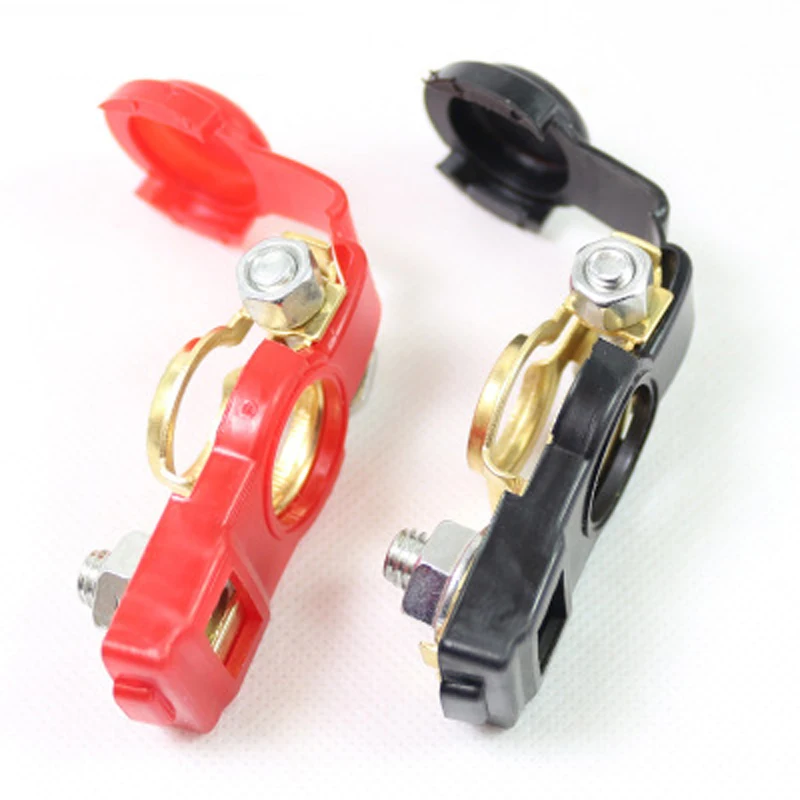 CHIZIYO 2pcs/set Car Battery Terminal Pure Copper Battery Quick Connector Clips Black Red With Protective Cover