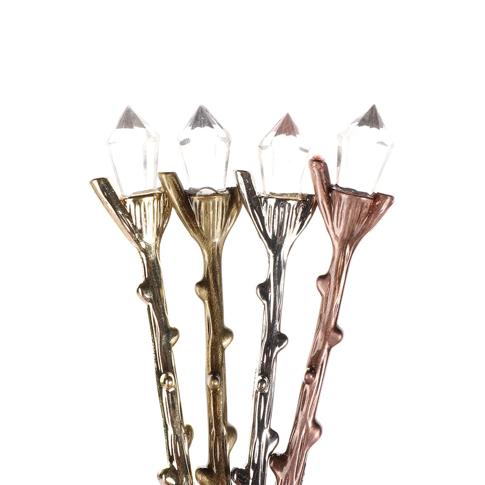 Vintage Coffee Spoon Forest Branch Leaves Cute Teaspoon Crystal Milk Spoon Ice-Cream Sugar Cake Spoon Kitchen Accessories