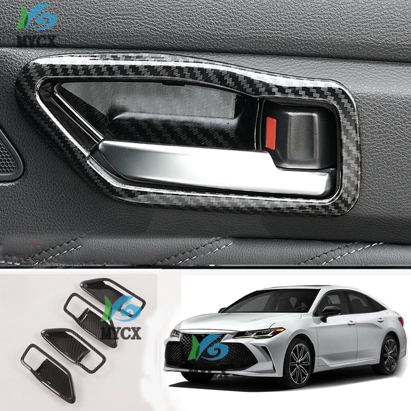 

4Pcs Carbon Inner Door Pull Handle Bowl Frame Cover Trim For Toyota Avalon 2019 2020 Auto Accessories Carbon Fiber ABS