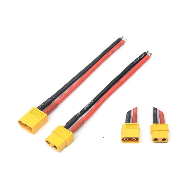 2/5/10/20Pcs (10cm / 100mm) 1 Pair XT60 Battery Male Female Connector with 14 AWG Silicone Cable for 7.4V 11.1V 14.8V 22 Battery