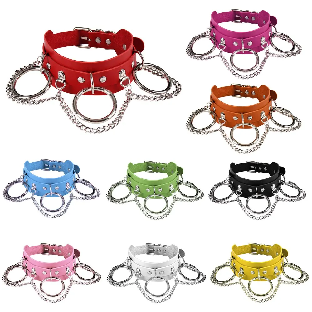 

Black Leather Harness Choker Female Collar For Women Goth Punk Chain Harajuku Necklace Sexy Vegan Festival Girls Gothic Jewelry