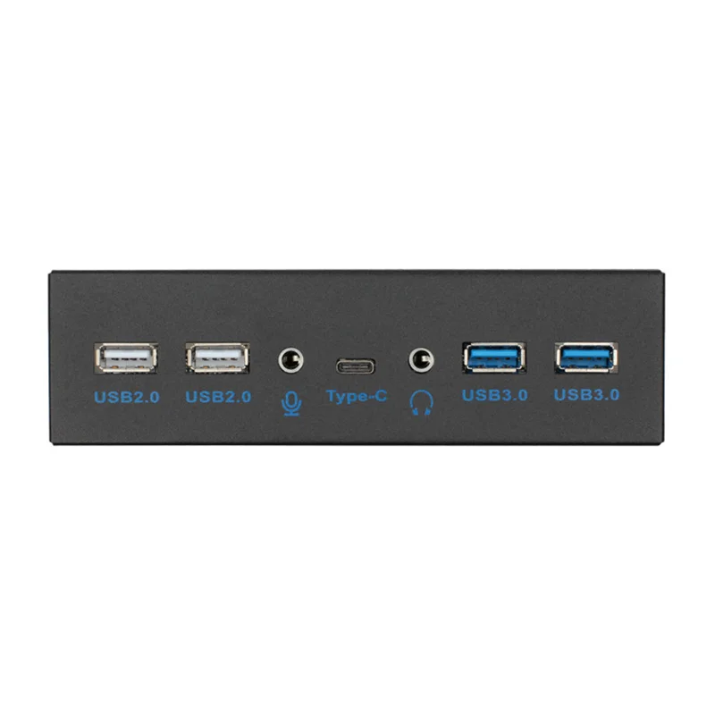 5.25 USB Audio Front Panel Hub USB 3.1 USB-C Type C USB3.0 USB 2.0 Multiport Splitter w/ Internal Motherboard Header 20Pin Key-A